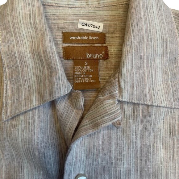 Bruno Size Small Short Sleeve Striped Washable Linen Casual Button Down … - Picture 2 of 12